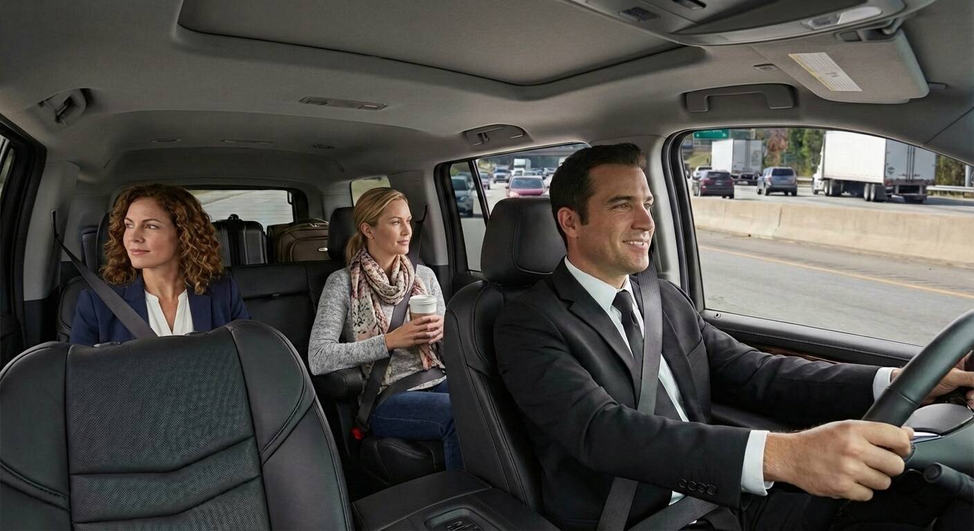 Atlanta travelers enjoying a relaxing weekend getaway with professional car service